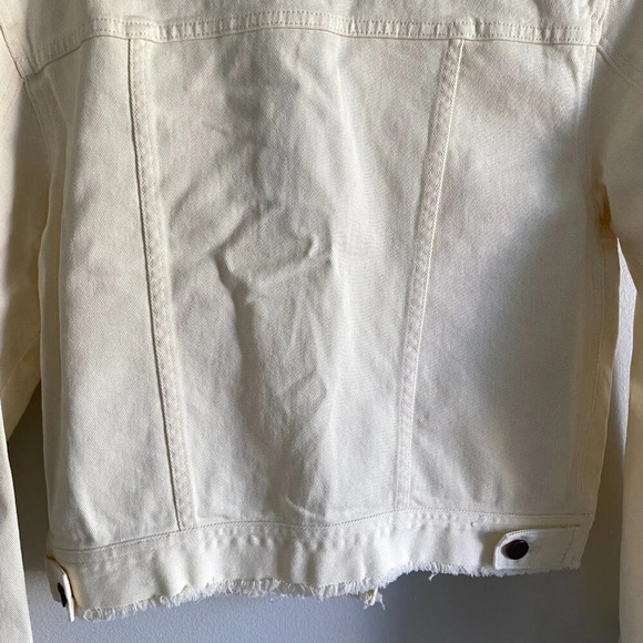 NWT BUFFALO David Bitton Cream Cotton Nicci Distressed Ripped Denim Jacket XS - Picture 10 of 14